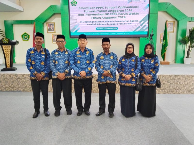 Plt Kemenag Muna Hadiri Pelantikan PPPK Tahap II Optimalisasi Formasi 2024 di Kanwil Kemenag Sultra