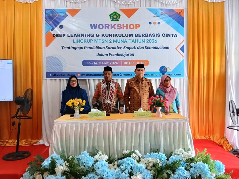 Kakanwil Kemenag Sultra Buka Workshop Deep Learning dan Kurikulum Berbasis Cinta di MTsN 2 Muna